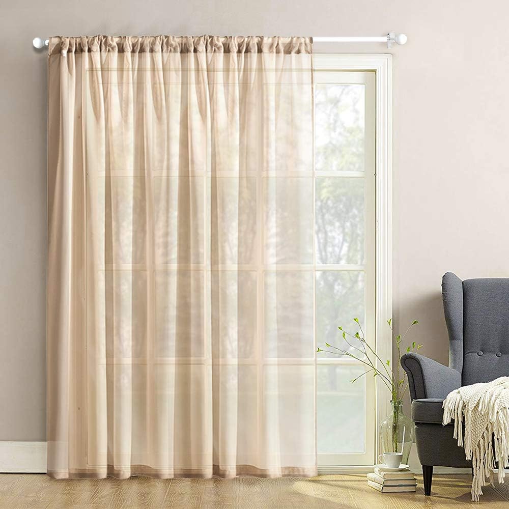 Amazon Com Mrtrees Sheer Curtains Extra Wide Beige Sheers Patio