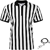 Syhood Referee Shirt Costume Men Women, Whistle Black and White Striped Football Soccer Official Ref Shirt Jersey