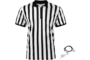 Syhood Referee Shirt Costume Men Women, Whistle Black and White Striped Football Soccer Official Ref Shirt Jersey Halloween