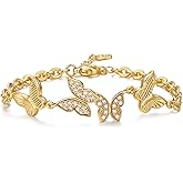 TANTIUE Bracelet for Women 14K Gold Plated Cubic Zirconia Bracelet, Classic Crystal Cuban/Cable Chain Bracelet, Delicate Link Bracelet Gift for Her