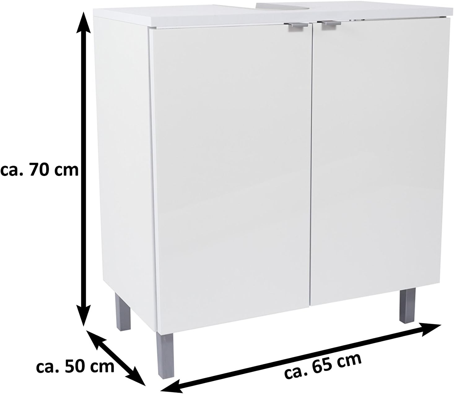 Sam Bad Unterschrank Milan Hochglanz Weiss 2 Turen Siphonausschnitt Pflegeleichtes Badmobel Waschtischunterschrank 70 X 65 X 50 Cm Amazon De Kuche Haushalt