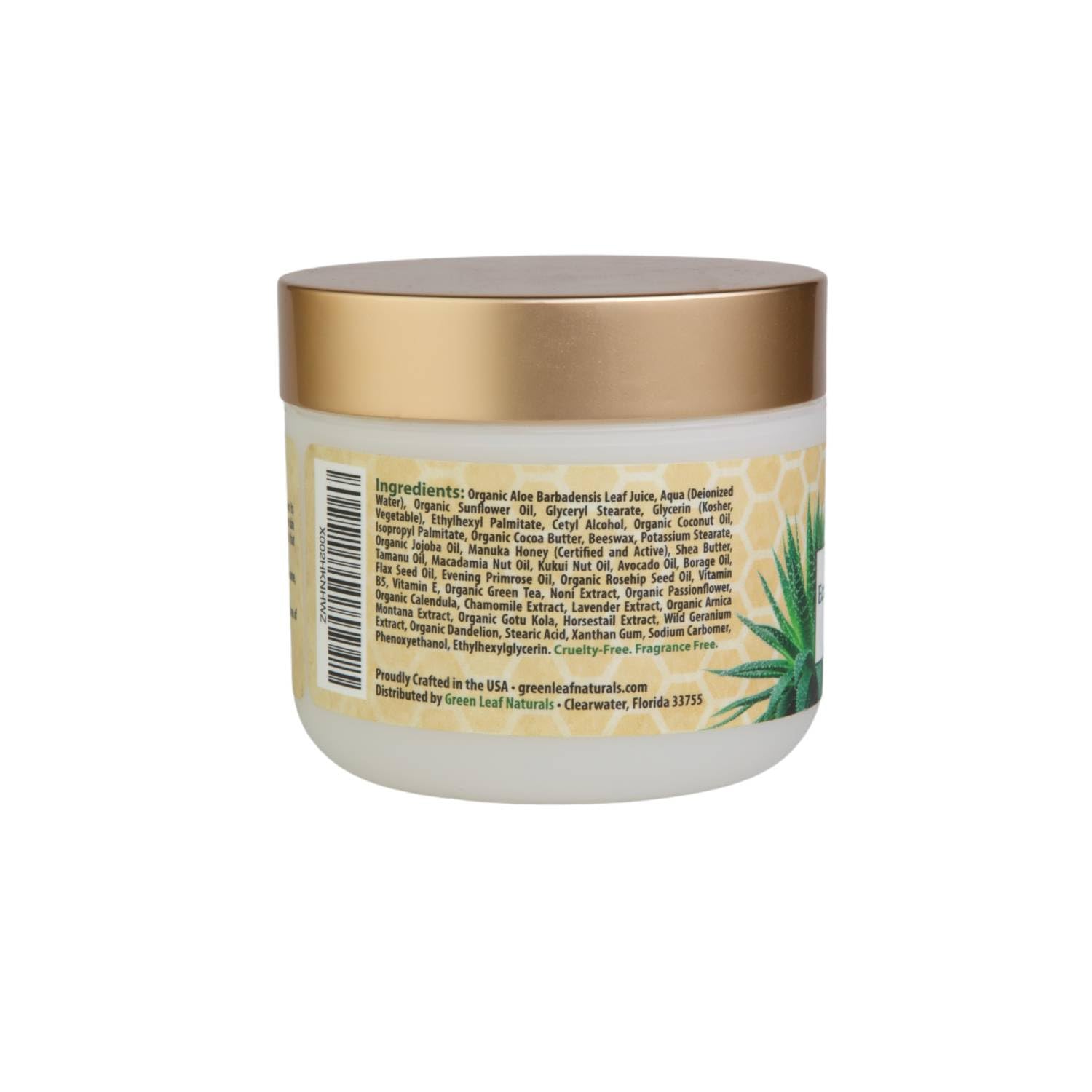 Green Leaf Naturals Manuka Honey Eczema Cream Moisturizing Lotion Fragrance Free for Psoriasis Relief - Itchy, Dry Skin Ointment - Skin Soothing Moisturizer - Body & Face Cream - Kids & Adults 4oz