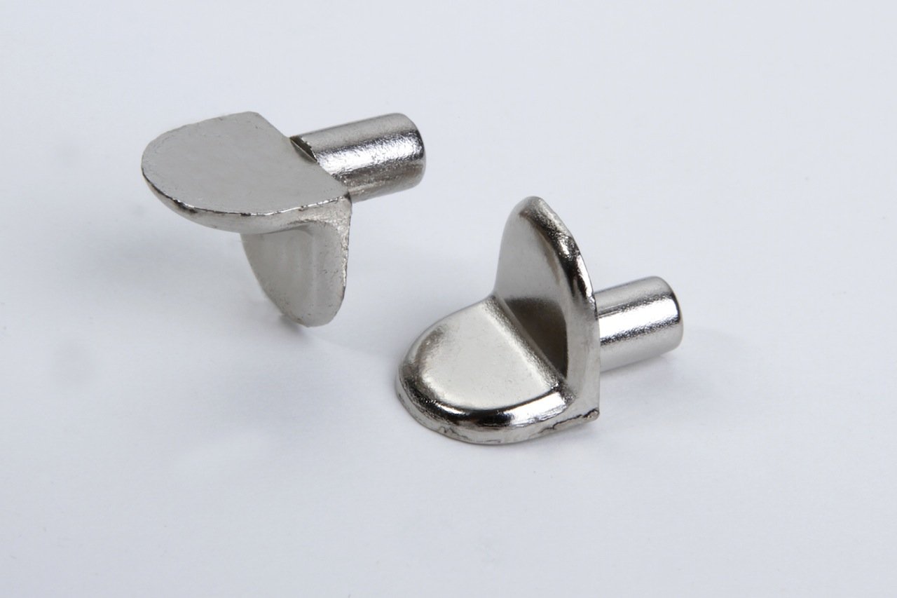40 Shelf Supports with Pins 5 mm Nickel-Plated Metal