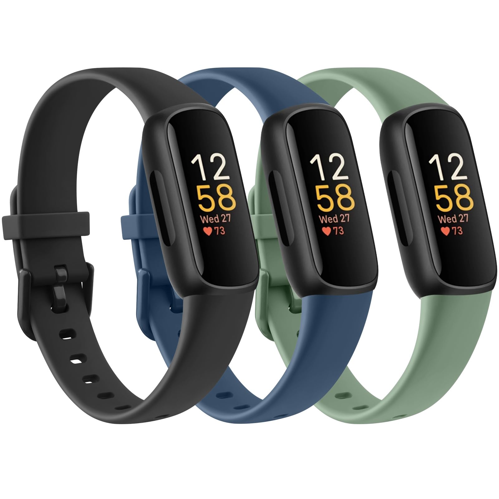 Tobfit [3 Pack] Straps compatible for Fitbit Inspire 3 Strap for Women Men, Soft Silicone Replacement Strap Wristband Watchband Accessories (3 Pack 02)