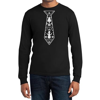 Hässliche Weihnachtskrawatte Langarm T-Shirt - Weihnachtsmode / Weihnachten