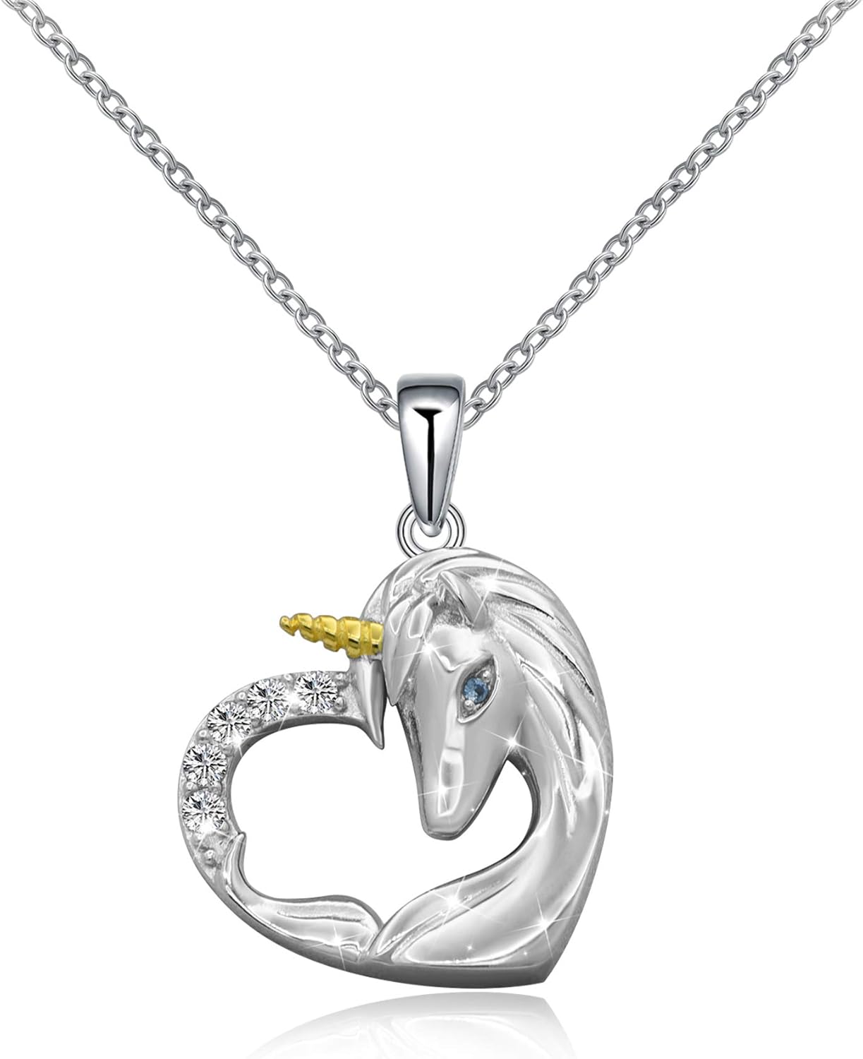 ACJNA 925 Sterling Silver Unicorn Pendant Necklace Rings (unicorn in