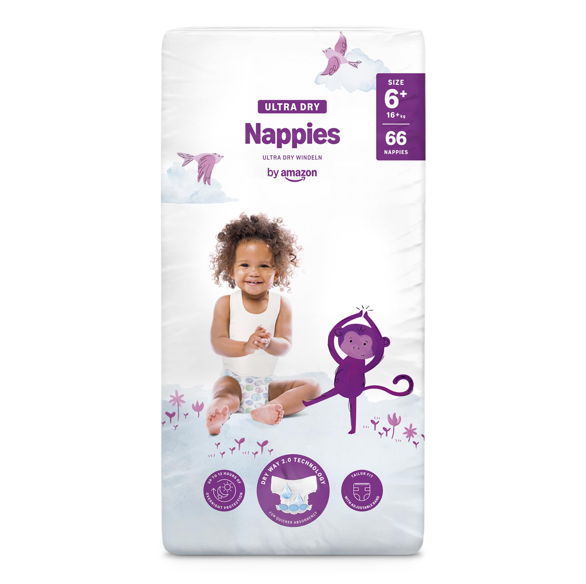 By Amazon - 66 Ultra Dry Nappies - Size 6+ (16+ kg) (Previously a Mama Bear brand, same product)