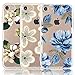 [UPGRADED] iPhone 7 Case, iPhone 8 Case, [3-Pack] CarterLily [Shock Absorption] Watercolor Flowers Floral Pattern Soft Clear Flexible TPU Back Case for iPhone 7 iPhone 8 4.7'' - Blue Flowers