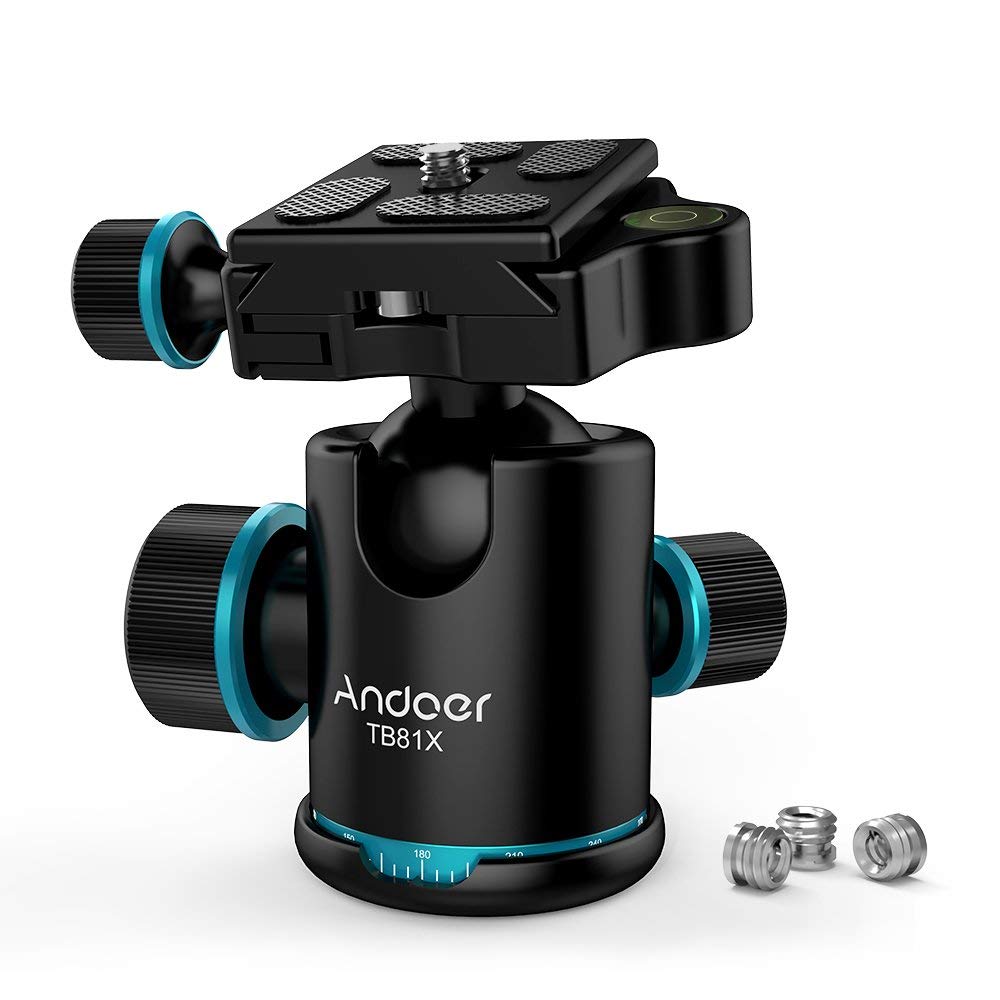 Andoer Camera Tripod Ball Head, Tripod Ballhead with 1/4 Quick Release Plate, Max.Load 17.64Lbs/8KG
