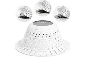 zaa Bathtub Drain Hair Catcher, Silicone Collapsible 1 Pack Drain Protector for Pop-Up and Regular Drains of Shower, Tub, Bathroom, Sink, Snow-White