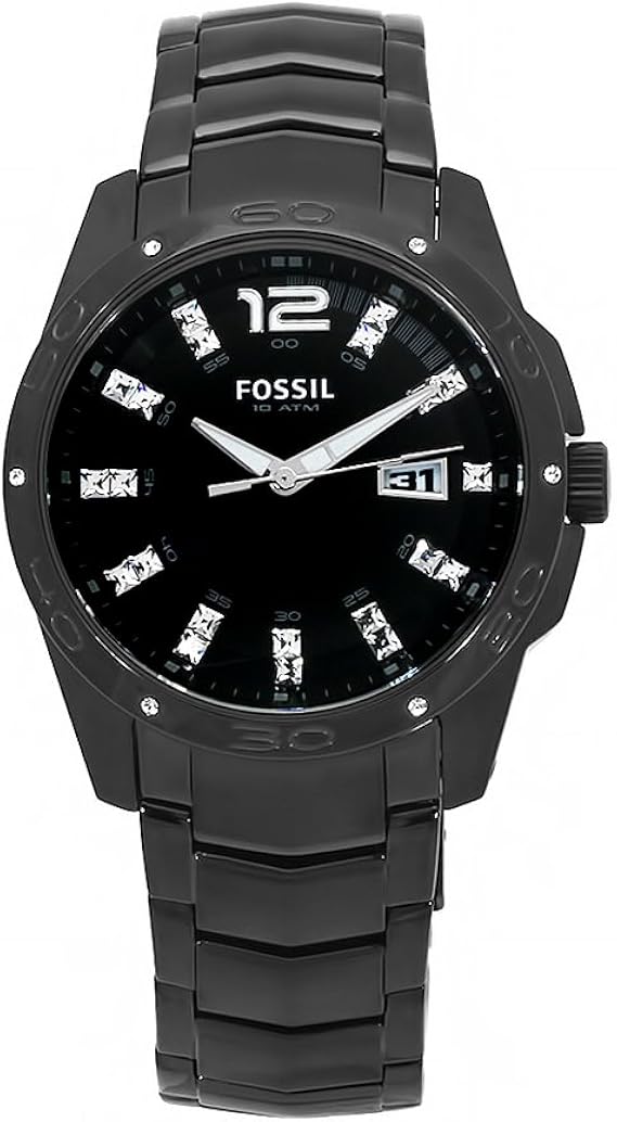 Fossil Men's AM4174 Glitz Stainless Steel Black Dial Watch Fossil Amazon.ca Watches