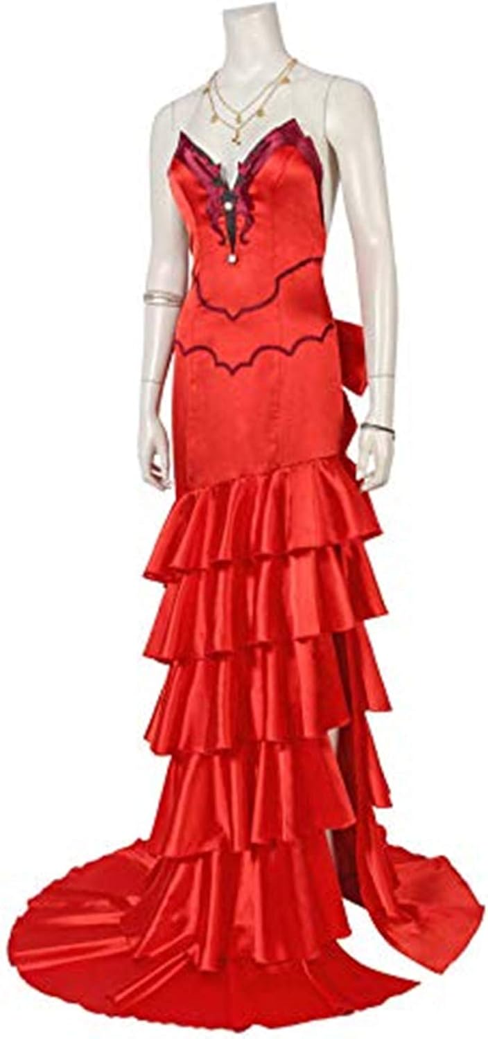 aerith final fantasy 7 remake on Amazon Com Women S Final Fantasy 7 Remake Aerith Cosplay Costume Ff7 Adult Halloween Deluxe Red Party Dress Clothing