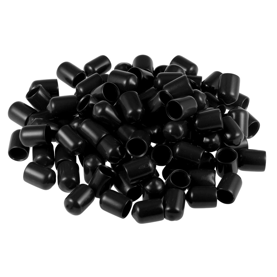 sourcing map 100pcs Rubber End Caps 9mm ID Vinyl Round Tube Bolt Cap Cover Screw Thread Protectors Black