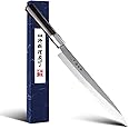 Sumteene Sushi Knife 9.5 inch(240mm), Yanagiba Knife with 7Cr17MoV High Carbon Stainless Steel Blade,Octagonal Ebony Handle for Cutting Sushi & Sashimi, Fish Filleting