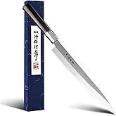 Sumteene Sushi Knife 9.5 inch(240mm), Yanagiba Knife with 7Cr17MoV High Carbon Stainless Steel Blade,Octagonal Ebony Handle for Cutting Sushi & Sashimi, Fish Filleting
