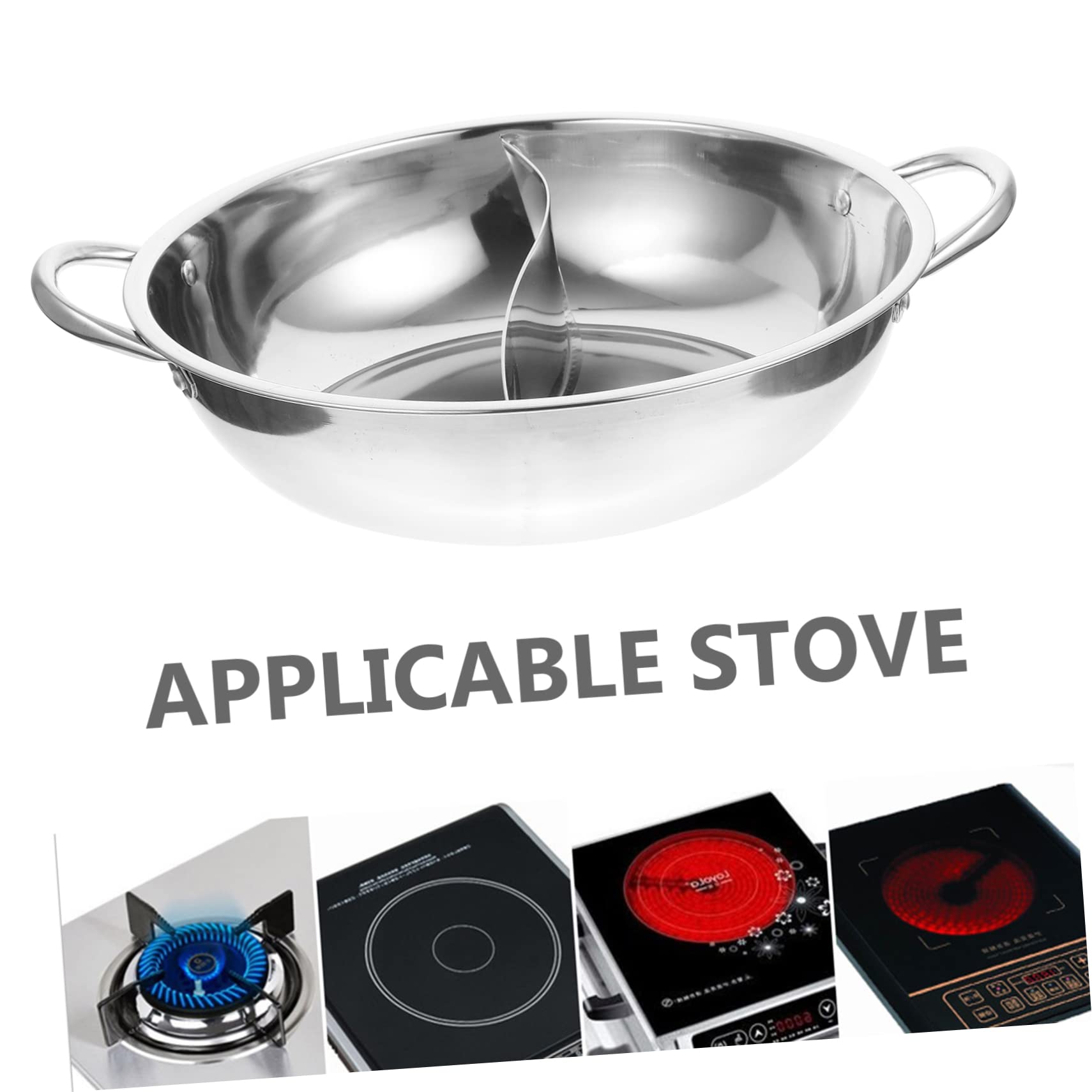 SHOWERORO Shabu Shabu Split Hot Pot Electric 304 Stainless Steel Double Flavor Hot Pot Cooker
