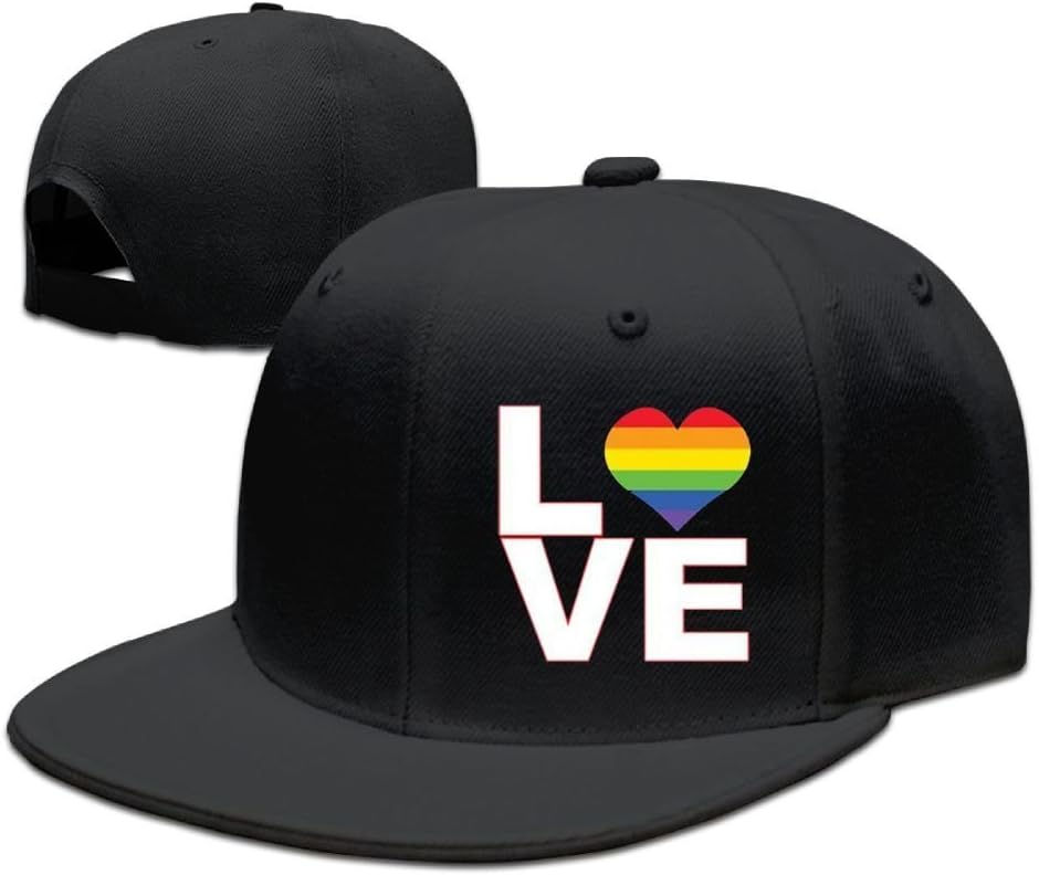 fboylovefor Mens Personalized Snapback Hats Baseball Caps Gay Love Rainbow Heart Gay&Lesbian Pride Fitted Hats,Unisex