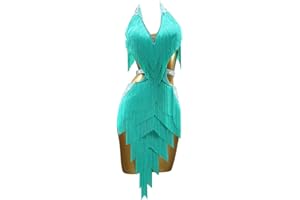 ONUYGCFH Women's Professional Latin Dance Dresses with Layered Tassels Tango Cha Cha Dancewear Competition Costume for Rumba