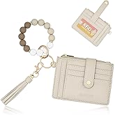 BAOSIWA Silicone Bracelet Keychain Wallet for Women Wristlet Card Holder Slim RFID Wallet with Zipper Pocket