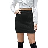 HERBATOMIA Women’s Mini Knit Skirt Bodycon High Waist Stretchy Solid Slim Fit Basic Skirts for Women