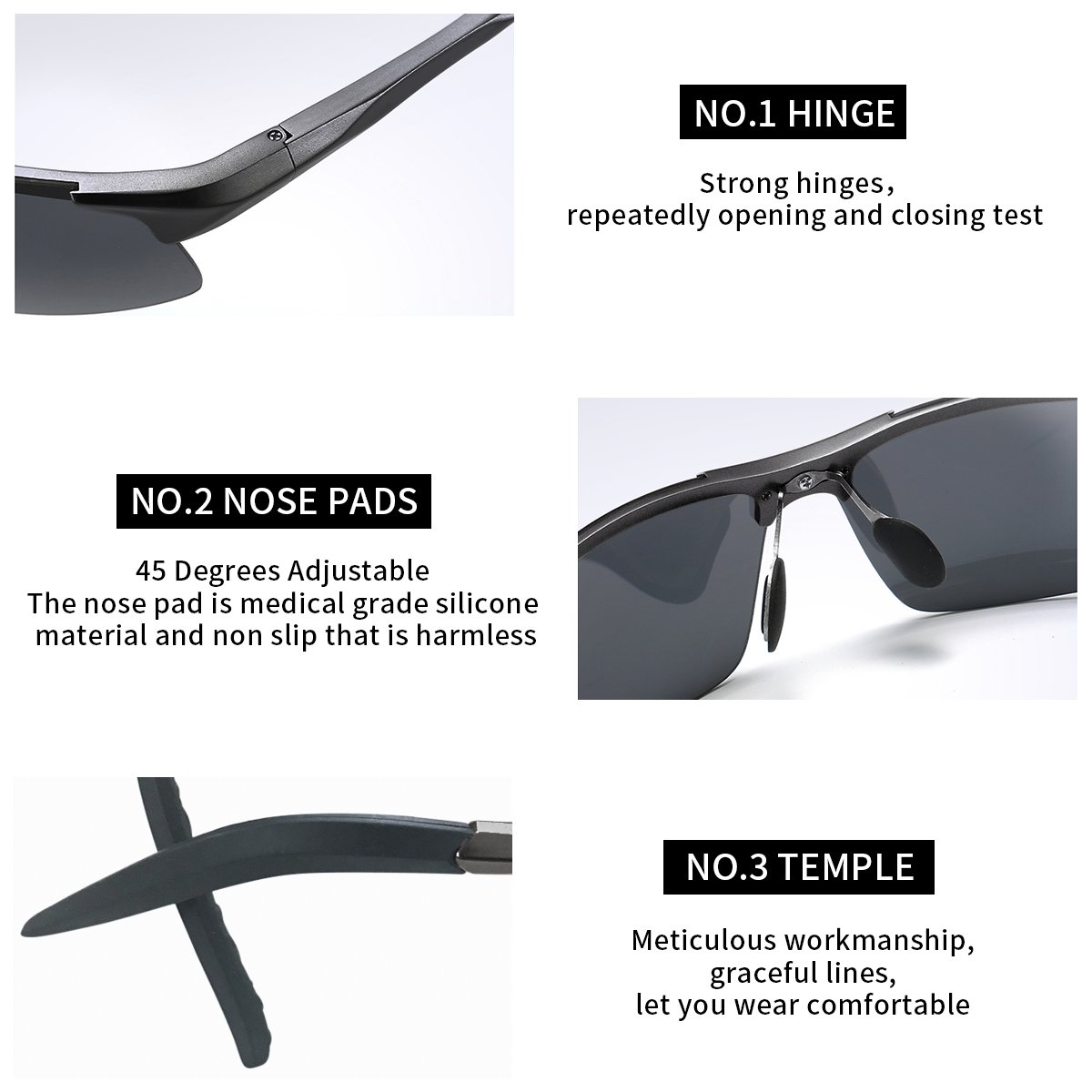 Sunglasses for Men WISH CLUB Men\'s Sports Style Polarized Sunglasses For Outdoor