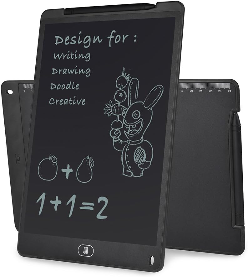 LCD Writing Tablet Electronic Drawing Writing Board for Kids,8.5"/12" Message Boards & Signs at School/Office/Home (12 inch, White)