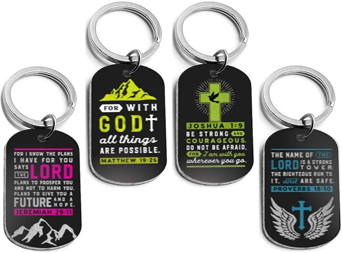 (12Pack) Power of Faith Keychains Wholesale Bulk Keyrings for