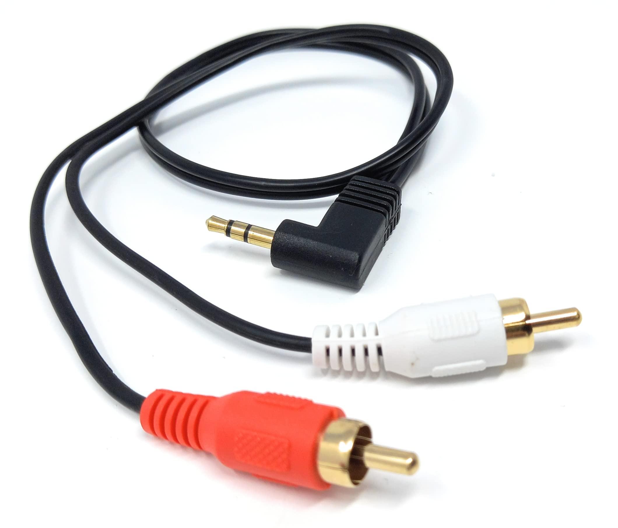 DRUT 50cm short 3.5mm to RCA Jack Right Angled AUX Stereo Audio Cable Gold Plated Connectors 1.6ft
