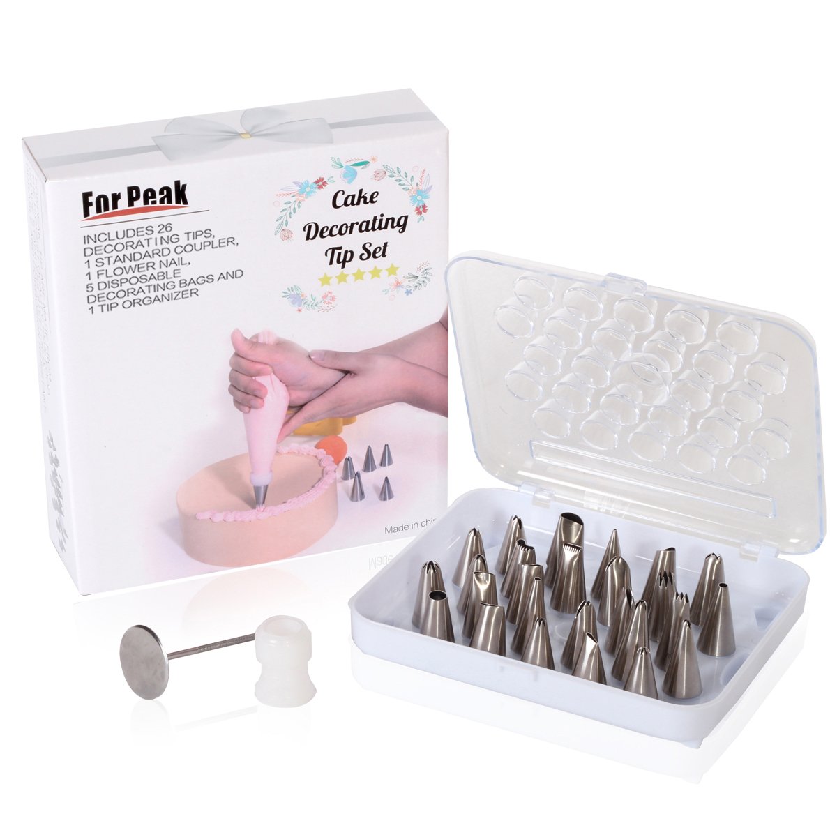 Cake Decorating Tips Set for Icing Piping Bags Reusable Coupler Flower