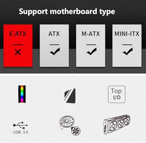 32 * 18 * 41Cm Caja De La Computadora, ATX Completo del Lado De Acrílico Transparente RGB Aire Frío del Agua De Refrigeración del Caso USB3.0 PC De Escritorio Ordenador Central Chasis,Negro