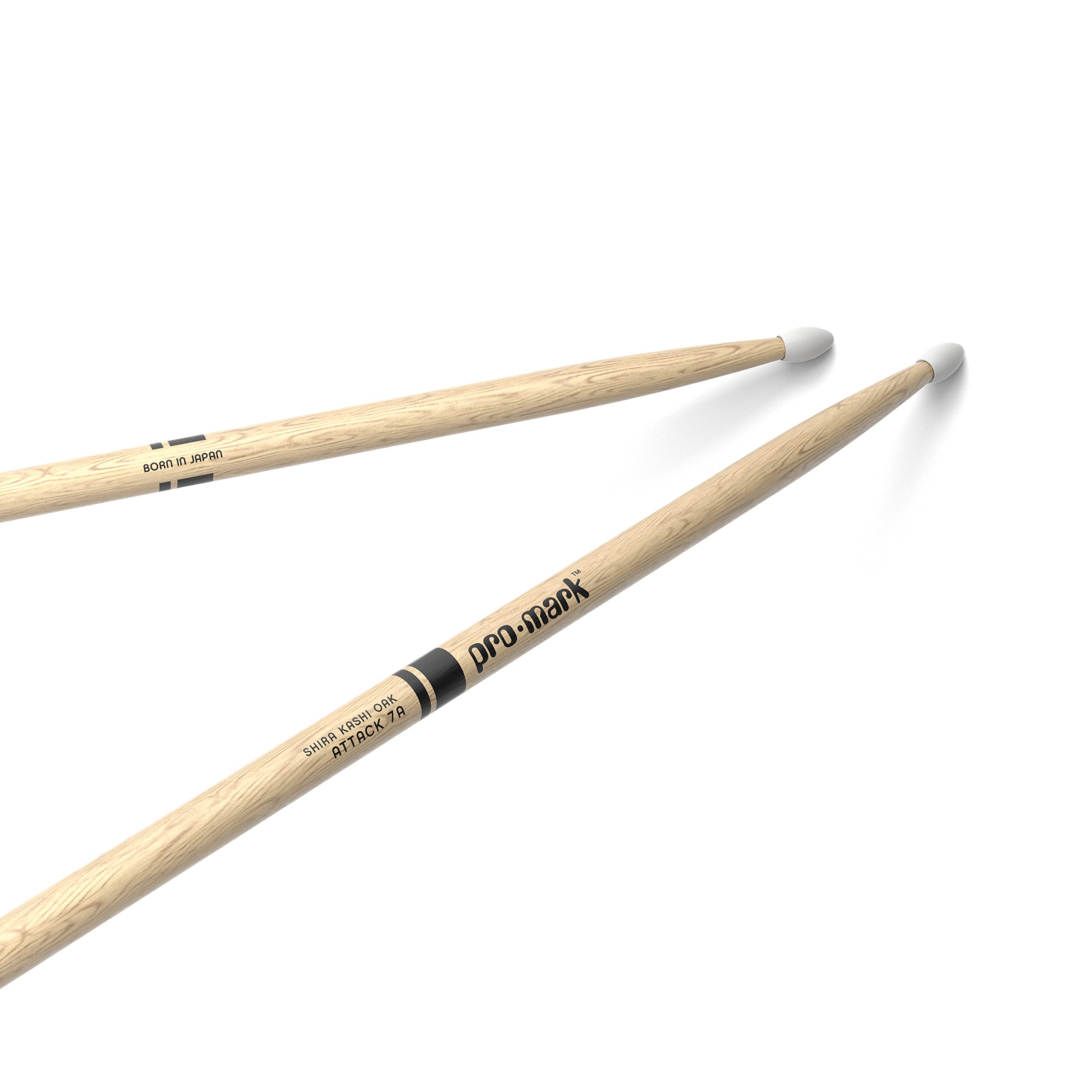 ProMark Drum Sticks - Classic Attack 7A Shira Kashi Oak Drumsticks, Oval Nylon Tip, One Pair