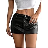 Floerns Women's Y2k PU Leather Mini Skirt Low Rise Bodycon Stretchy Night Out Party Skort