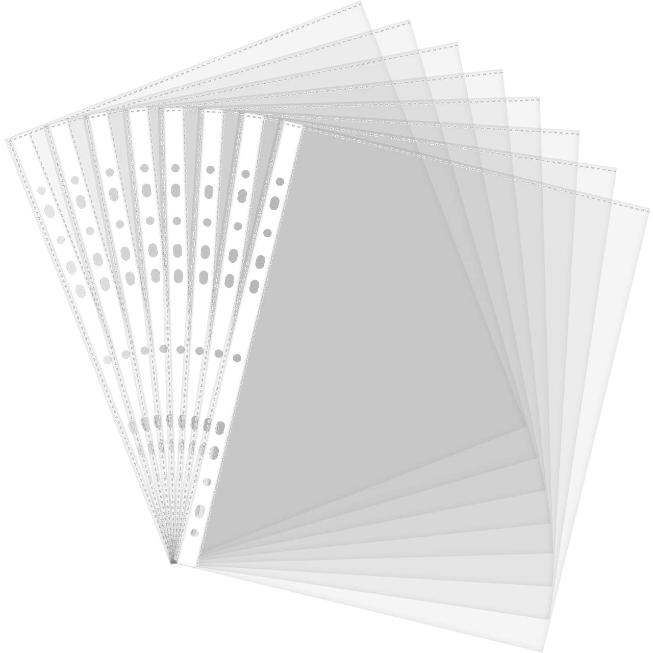 JIKIOU A4 80 Pack Punched Pockets, Clear Plastic Folders Wallets 90 Micron