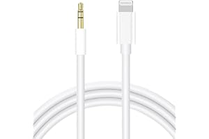 Fonestuff [Apple MFi Certified Aux Cord iPhone Lightning to 3.5 mm Headphone Jack Adapter Male Aux Stereo Audio Cable for Car Speaker Compatible for iPhone 14/13/12/11/XS/XR/X/8/7,3.3ft White