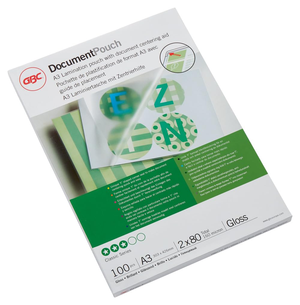 GBC A3 2x80 Micron Gloss Laminating Pouches, Pack of 100, IB583032 — image 1