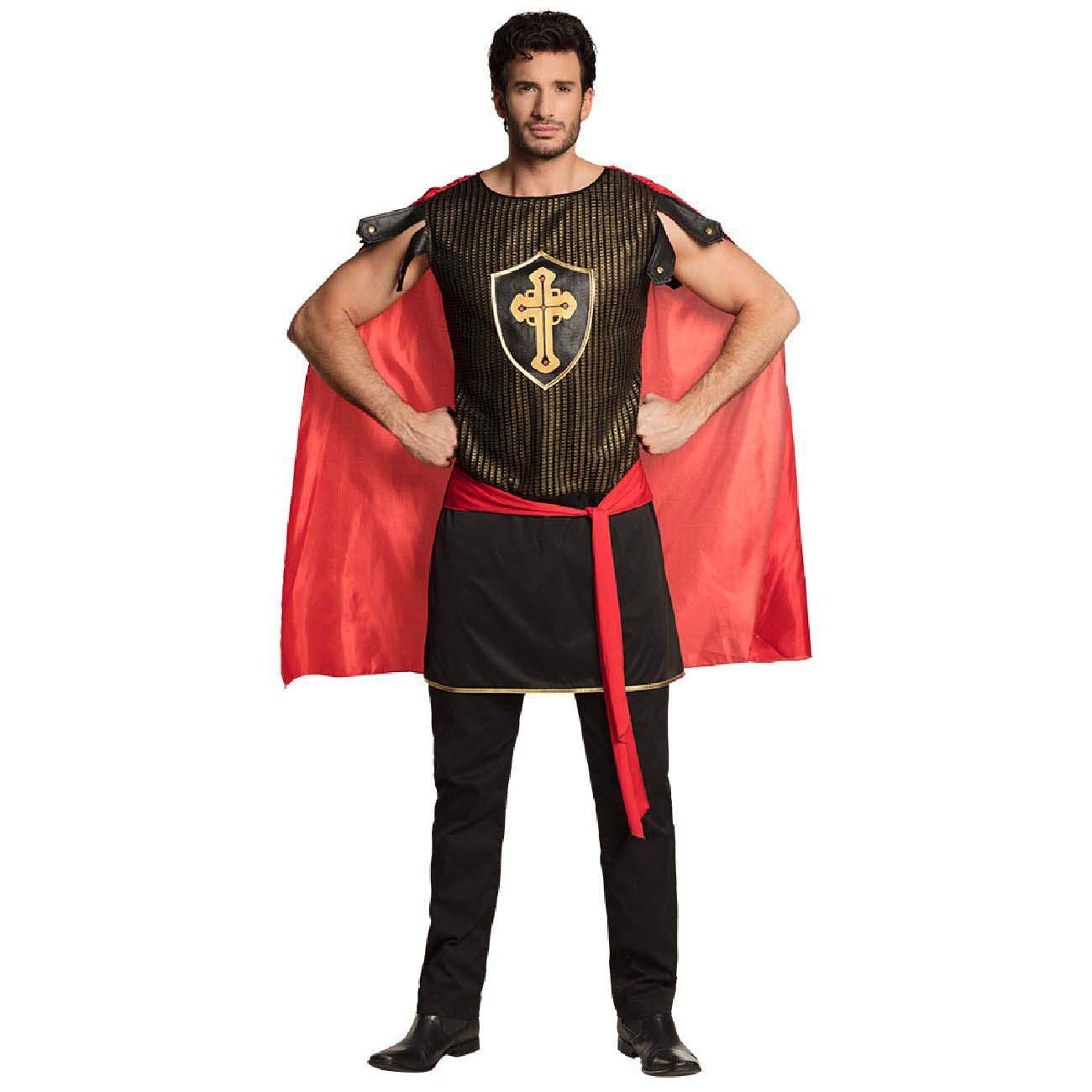Boland 83744 Sir Tristan Adult Costume Size 50/52 Colour: Black, Red and Gold Costume Set for Men Consisting of: Tunic with Cape and Belt, Perfect for Theme Party and Carnival, Mythology