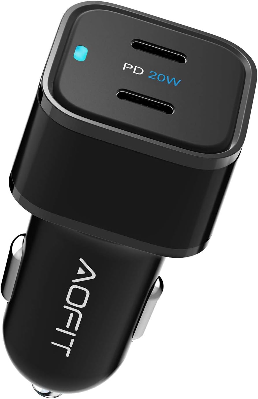 iPhone 12, USB C UL Certified Car Charger, AOFIT 40W Car Adapter with Dual 20W PD Ports for 12/Pro Max/Pro/mini/SE/11/XS Max/XS/XR, iPad Pro 12.9/11, Galaxy Note 20 Ultra/S20