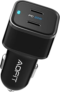 iPhone 12, USB C UL Certified Car Charger, AOFIT 40W Car Adapter with Dual 20W PD Ports for 12/Pro Max/Pro/mini/SE/11/XS Max/XS/XR, iPad Pro 12.9/11, Galaxy Note 20 Ultra/S20