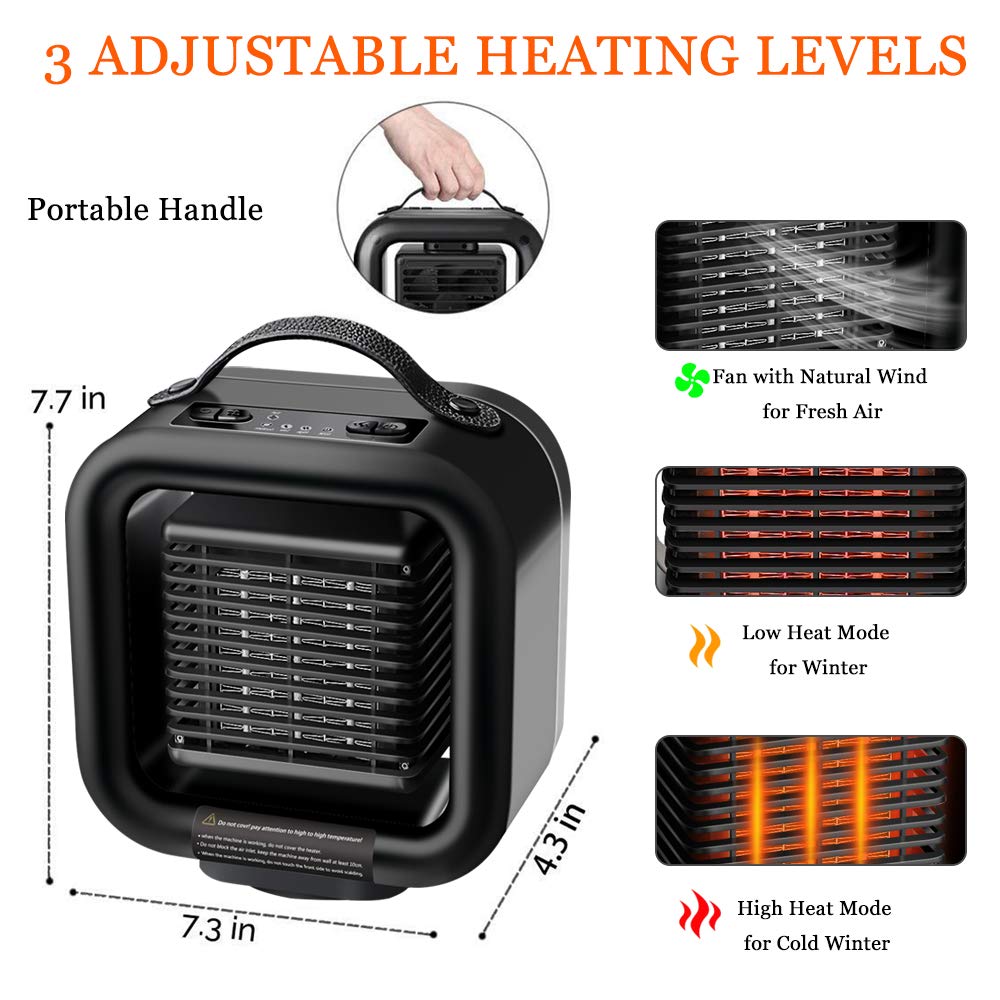 Ceramic Space Heater,VPKID Portable Warming Fan with Adjustable Thermostat & Carrying Handle,Quiet Oscillating PTC Heater with Tip-Over and Overheating Protection