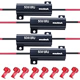 mxuteuk 4pcs 50W 8ohm Car Load Resistors for Fix LED Bulb Fast Hyper Flash LED Turn Signal Lights, Fix Error Flash Controller
