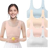 SIAEYINFY Girls Training Bras,4 Pcs Seamless Training Cami Sports Bra for 10-16 Years Teens with Fixed Padding