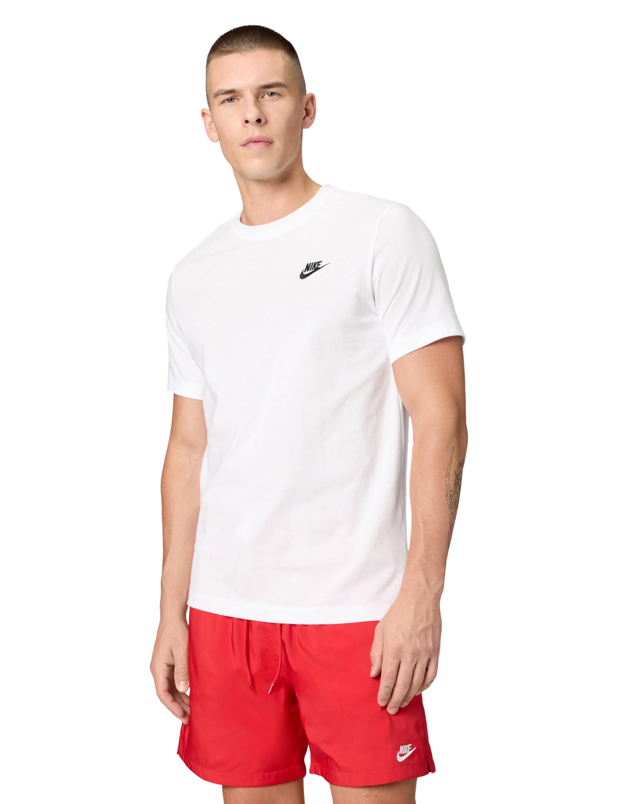 Nike Men's Sportswear Club T-Shirt, White/Black, Medium Image