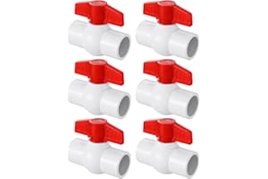 ZXZYHFTY 1/2" PVC Ball Valve, 6PACK Red T-Handle Shut-Off Valve, for Cold Water Supply lines
