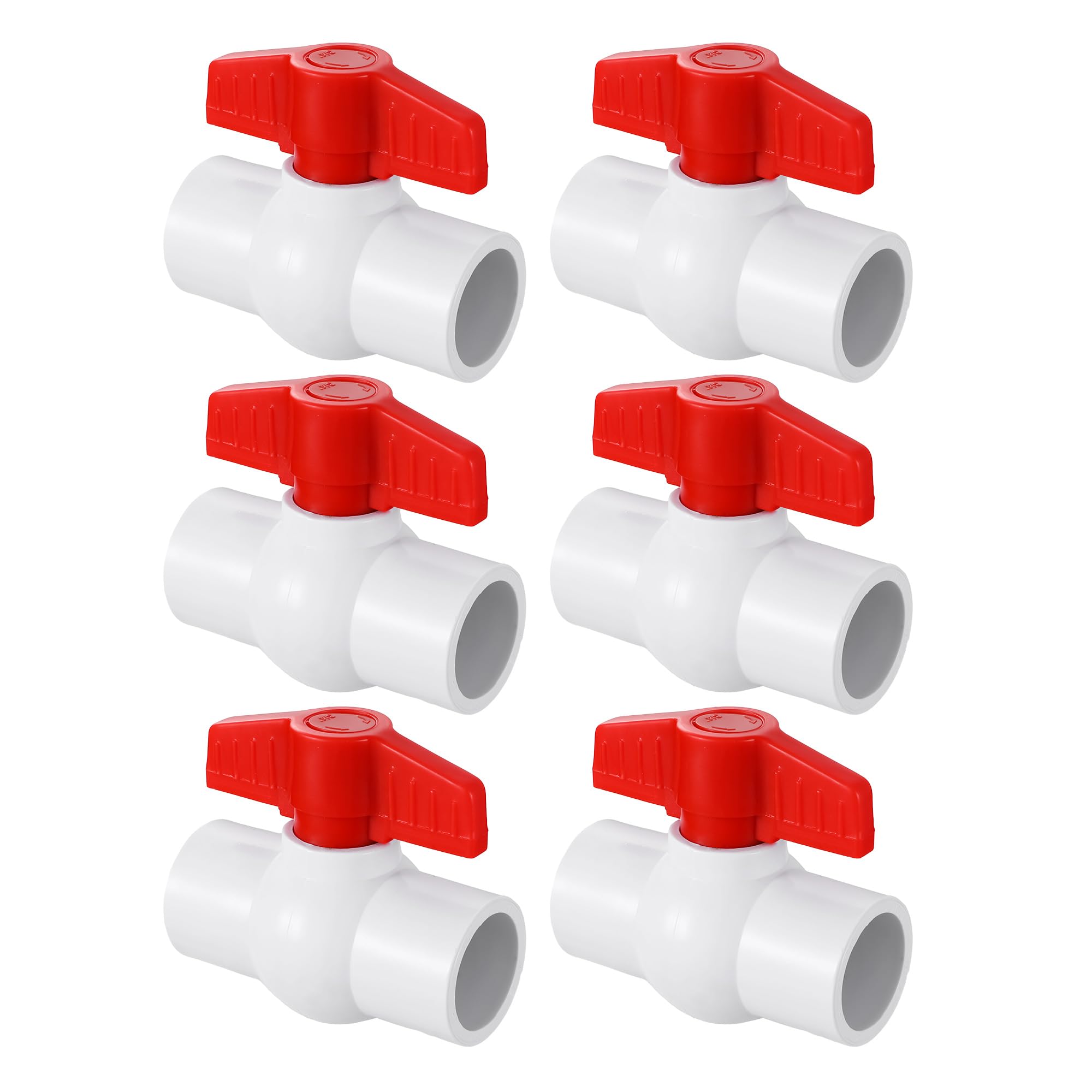 Photo 1 of 1-1/2" PVC Ball Valve, 6PACK Red T-Handle Shut-Off Valve, for Cold Water Supply lines