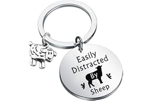 WSNANG Sheep Lover Gift Easily Distracted By Sheep Keychain Sheep Jewelry Gift for Sheep Farmer Sheep Herder Sheep Owner