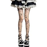 JOLILUNA Whimsy Twee Piano Tights Funky Y2k Music Note Tights
