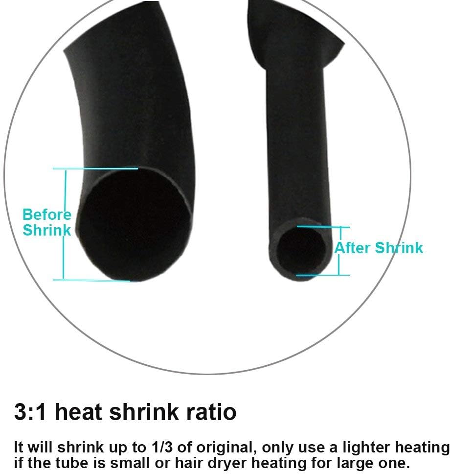 Black Heat Shrink Tubing Kit 3:1 Adhesive Lined 142 pcs. Suitable for Marine Applications. Sleevings in a Clear Plastic Box Total Lenght 8.3 Meter - Image 4