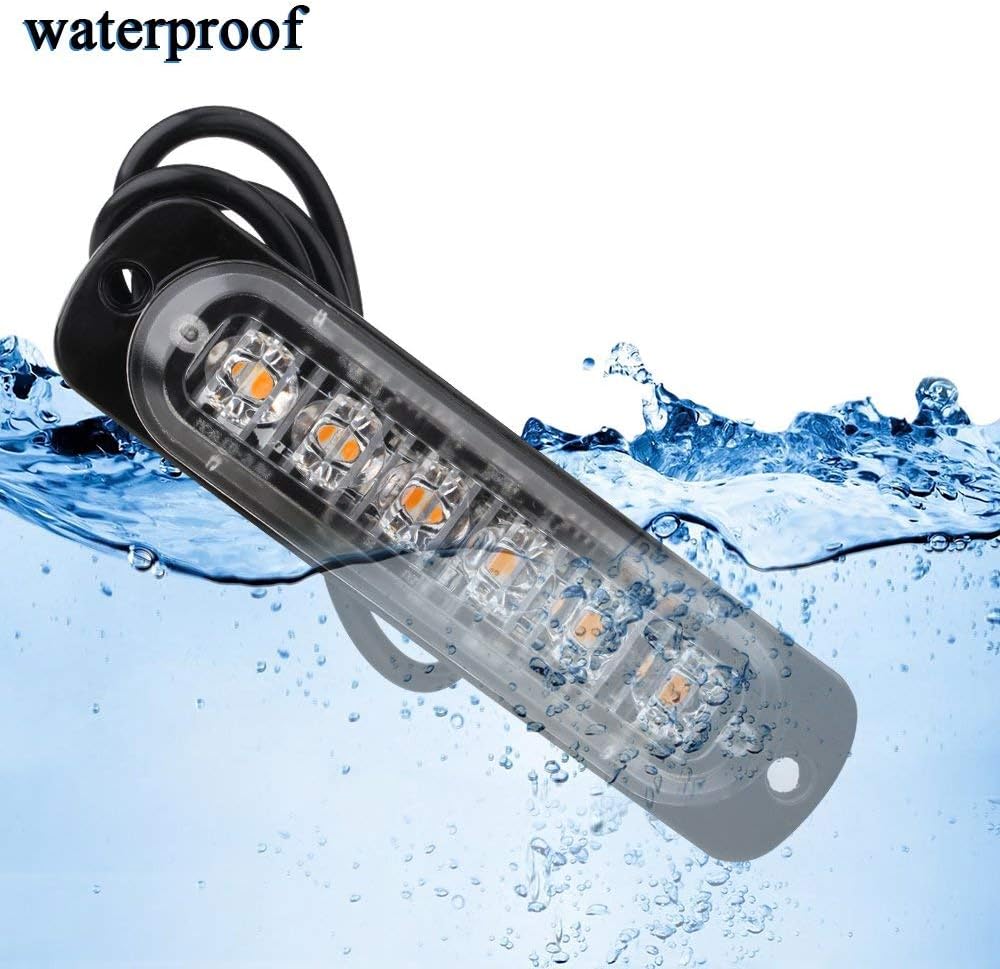 LED Emergency Strobe Lights DIBMS 4x Amber White 6 LED 4 IN 1 Sync