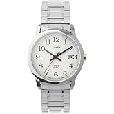 Timex Men's Easy Reader America 250 35mm Watch - Silver-Tone Expansion Band White Dial Silver-Tone Case