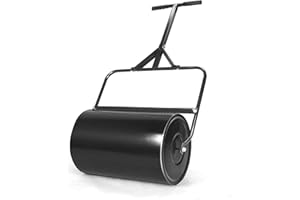 AESRAOU Lawn Roller, Push/Pull Steel Sod Roller Water/Sand Filled 10.5 Gallons/40 L Tow Behind Lawn Rollers for Park, Garden, Yard, Ball Field (12 by 20-inch, Black)